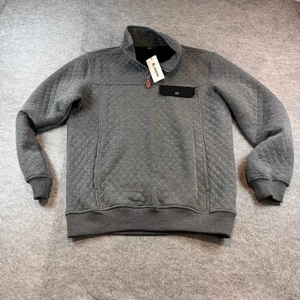 JMIERR Mens Quarter Zip Quilted Pullover Gray Gorpcore Medium NWT‎ Casual Jacket